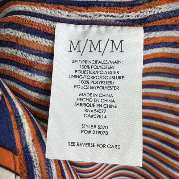 Cabi Striped Hearts Tunic Shift Button Up Dress Size M Blue Orange Hippie Boho - Picture 9 of 10